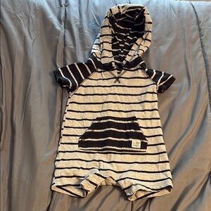 Striped Hooded Baby Romper
